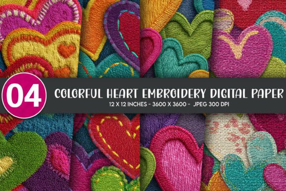 Colorful Heart Embroidery Digital Paper Review