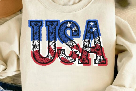 Faux Yarn Embroidery USA 4th of July Png Review