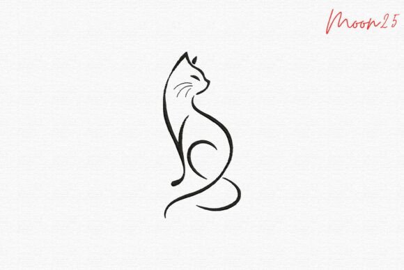 Minimal Line Cat Embroidery Design Review