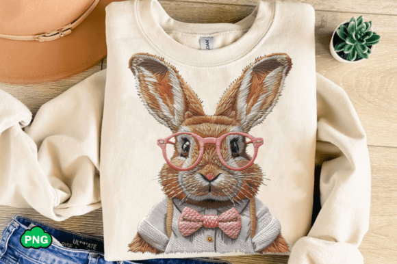 Retro Easter Bunny PNG, Faux Embroidery Review
