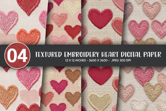 Textured Embroidery Heart Digital Paper Review